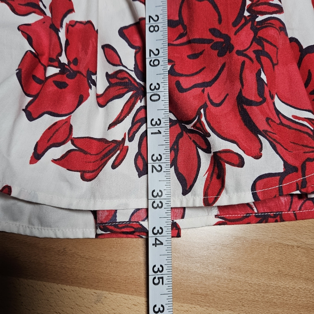 Abercrombie and Fitch Emerson Ruched Puff Sleeve Red White Floral Dress LT - Picture 5 of 7